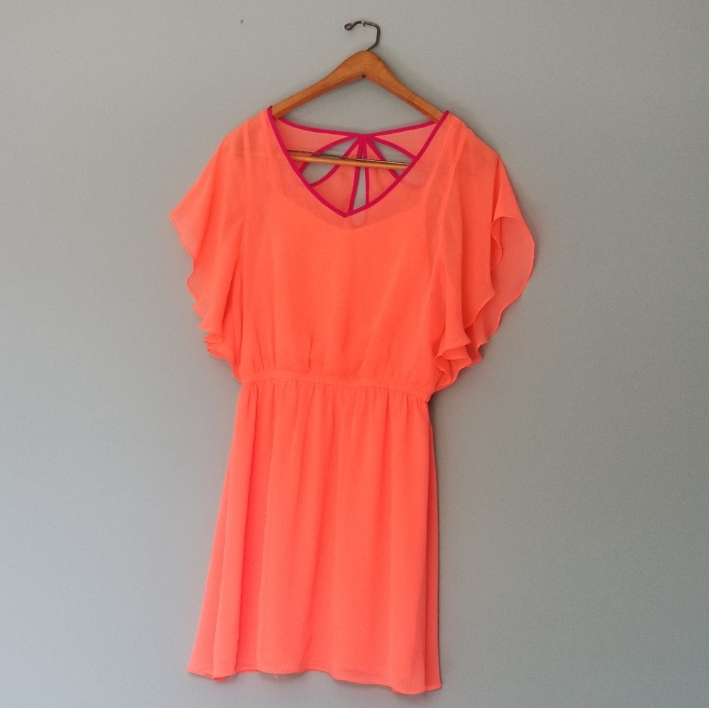 Express- Neon colored Chiffon dress